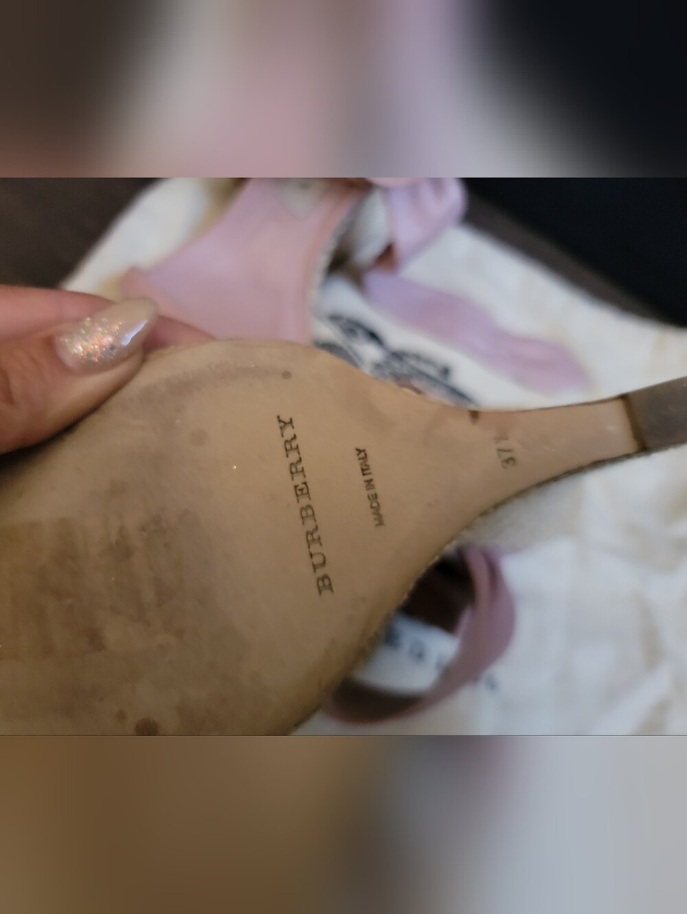 Burberry Blush Pink Leather Espadrille Wedge Sandals - Picture 3 of 7
